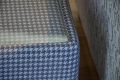 Side Table Cube with Glass Top in Houndstooth Fabric