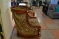 Bergère Armchairs in Greek Key Velvet, reproduction chairs, ex display designer furniture outlet