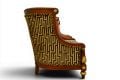 Bergère Armchairs in Greek Key Velvet, reproduction chairs, ex display designer furniture outlet