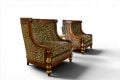 Bergère Armchairs in Greek Key Velvet, reproduction chairs, ex display designer furniture outlet