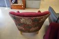 Wine Red Accent Chair with Floral Back Buttonback Armchair