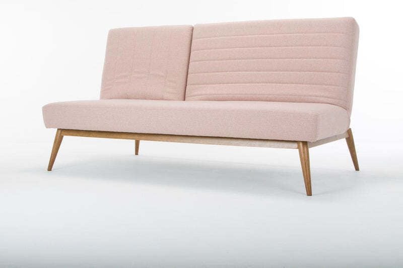 Snooze Large Sofa Bed in Rose Pink Fabric Scandinavian Click-Clack Style