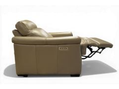 Adriano Power Recliner Armchair with Adjustable Headrest and Lumbar Support in Taupe Leather