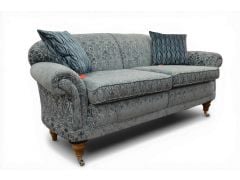 Unique Vintage Sofa - Reupholstered Blue Damask 2 Seater Settee