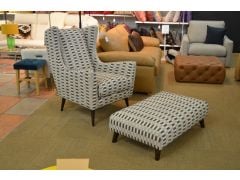 Whitemeadow Atelier accent chair and footstool, discount arm chair outlet shop