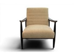 Greyson Accent Chair in Natural Fabric with Black Wood Frame