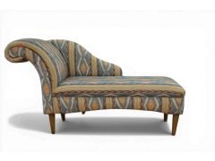 Unique Chaise Longue in Blue and Yellow Ikat Fabric
