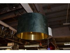 Drum Ceiling Light Green Velvet Shade 3 Lamp Pendant Fitting