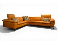 EgoItaliano Martine Corner Sofa Orange Leather Designer Suite, Ex display Italian sofa outlet