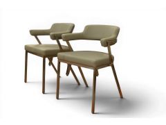 Freya Dining Chairs Set of 2 in Taupe PVC Faux Leather ONLY TWO LEFT