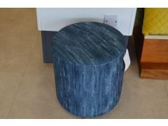 Bow Round Footstool Boreal Lapis Fabric Blue Velvet