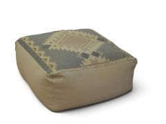 Aztec Kilim Pouff in Grey Fabric Square Beanbag Pouf