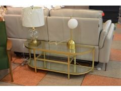 Hudson TV Unit in Glass with Champagne Gold Metal Frame