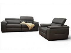 Vento Sofa and Armchair Electric Recliner Suite in Grey Leather
