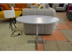 Jesse Tobia Oval Side Table in Pale Blue with Metal Cross Base