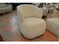 Pebble accent armchair in pale cream boucle