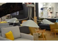 3 Arm Semi-Flush Ceiling Light Adjustable Laila in Silver and Stone Metal