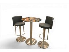 Bar Stool and Table Set Pair of Monza Gas Lift Stools and Helsinki Round Glass Bar Table