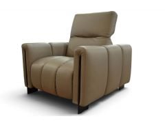 Giorgio Leather Armchair with Adjustable Headrest in Mud Leather