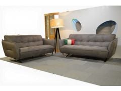 Sorrento Sofas 2 and 3 Seater Settees - Grey Italian Leather 2 Piece Suite - Customer Return