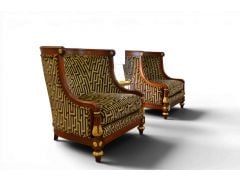 Bergère Armchairs in Greek Key Velvet, reproduction chairs, ex display designer furniture outlet