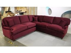 Willow and Hall Milbourne Corner Sofa Bed in Red Velvet ex display designer sofas outlet