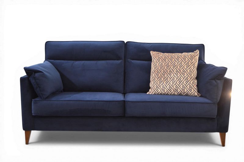 designer sofas blue velvet; ex display John Lewis sofa outlet