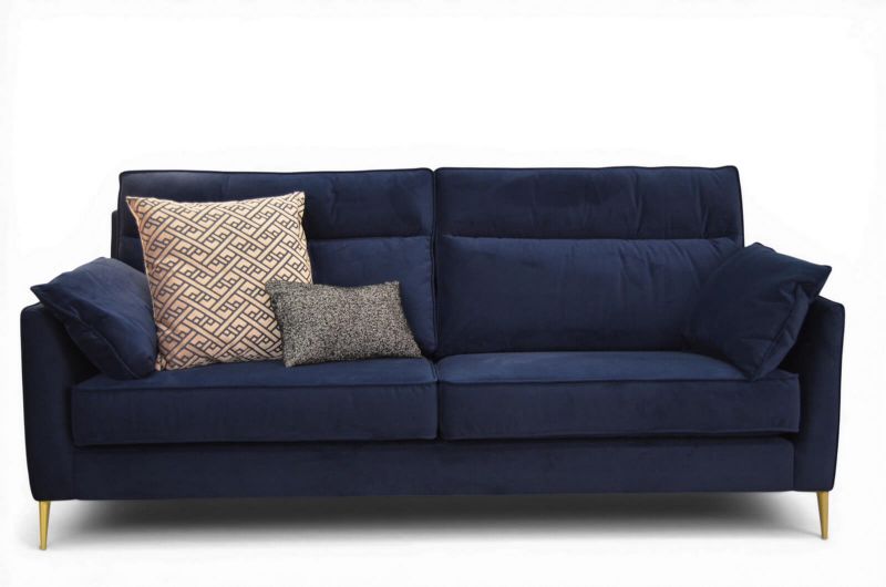 designer sofas blue velvet; ex display John Lewis sofa outlet