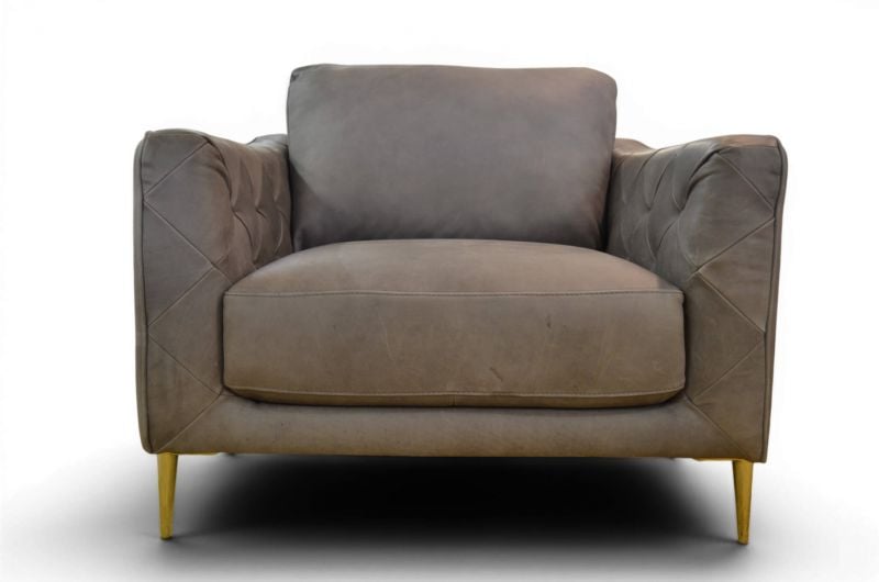 Italia Living Ares Armchair; grey Italian leather chair ex display outlet