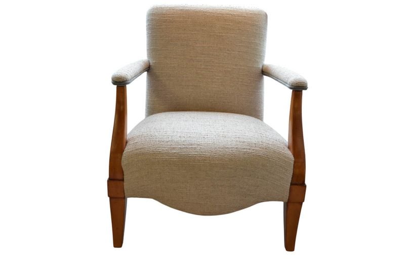 fireside chair UK, art deco accent chair, beige bedroom chair