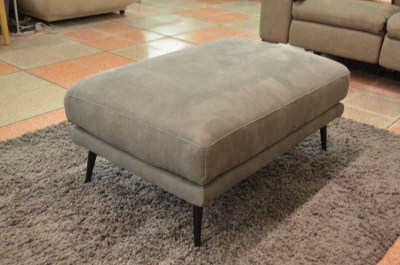 Martine Footstool in Grey Suede Fabric