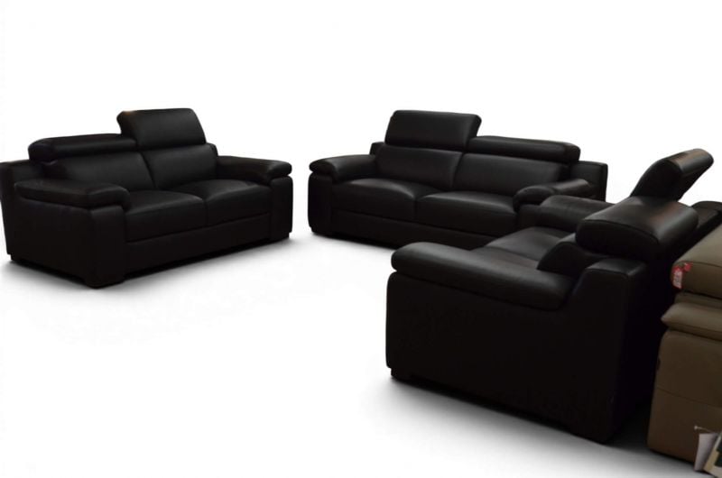 Riccardo black leather sofas, Polo Divani sofas, Italian leather sofa outlet Lancs