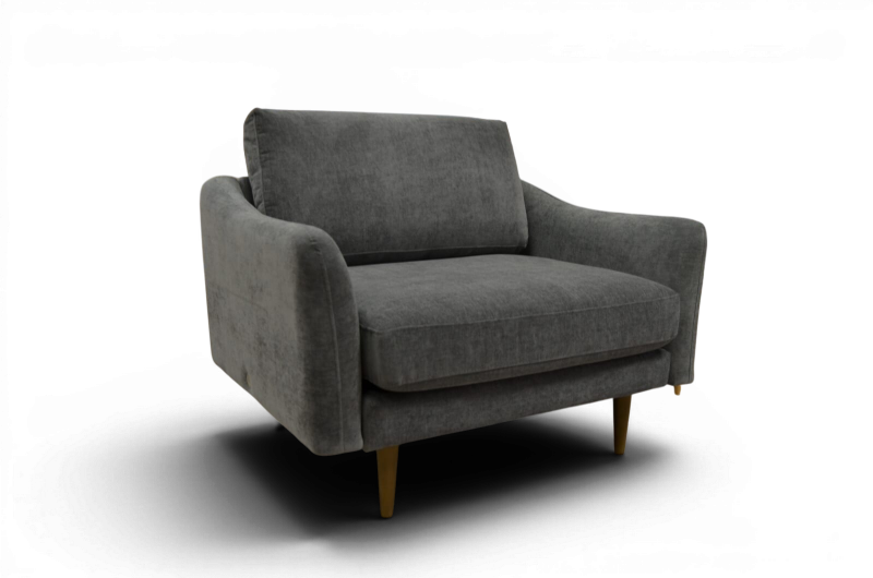 SNUG Rebel 1.5 Seater Sofa, Grey fabric snuggle chair, ex display sofa outlet