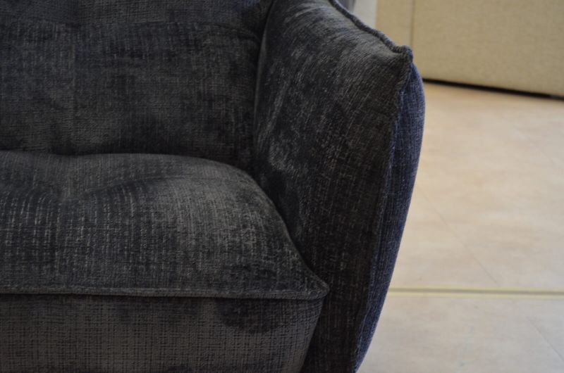 Italia Living Sorrento Arm Chair in Dark Blue Grey Chenille Fabric