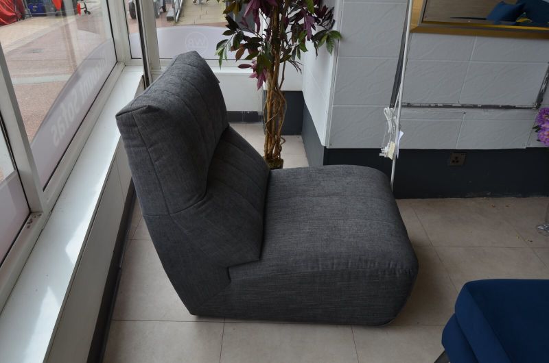 Linton Swivel Armless Chair in Grey Fabric