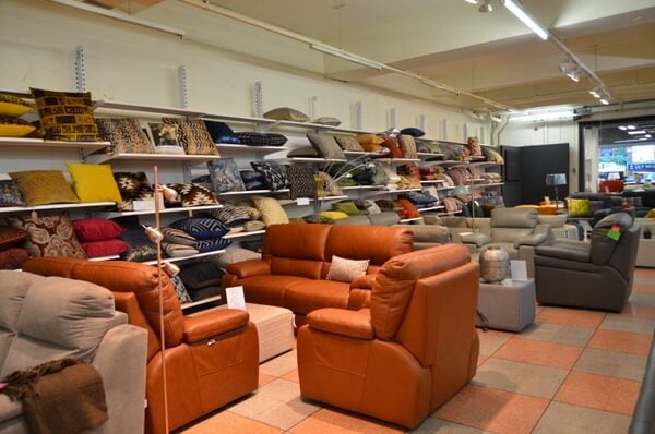 huge array of cushions on display at Worthington Brougham Furniture discount designer cushions on sale in Chorley Lancashire