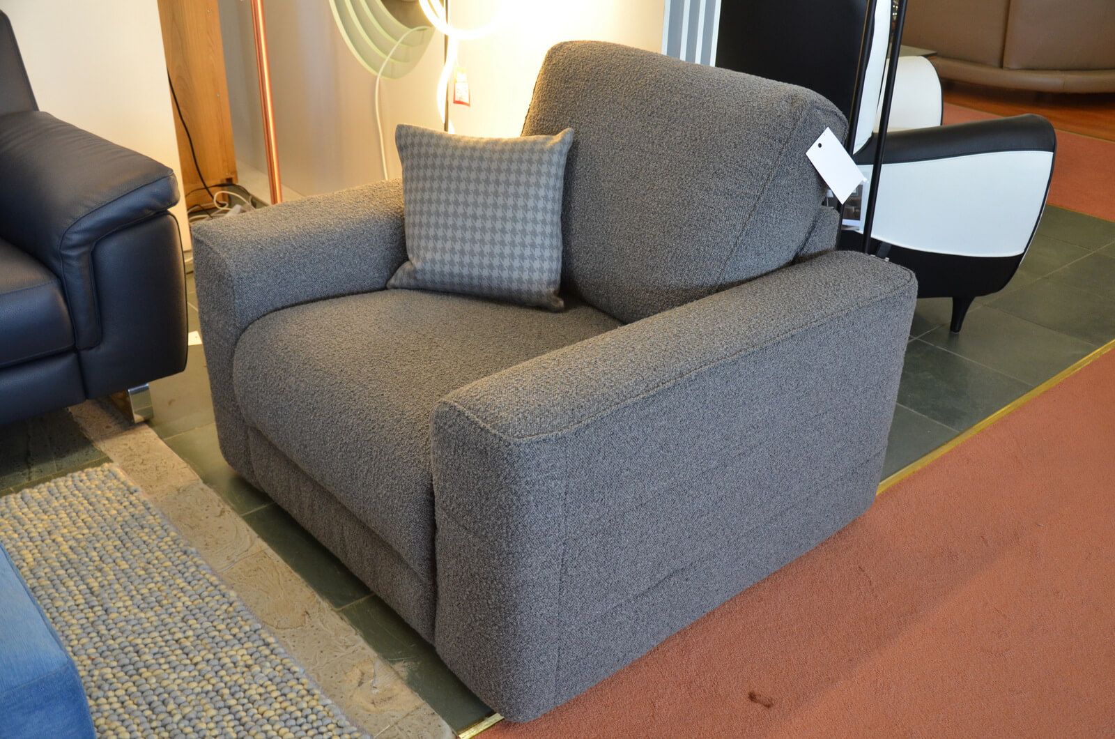 Boucl Armchair in Dark Grey Fabric