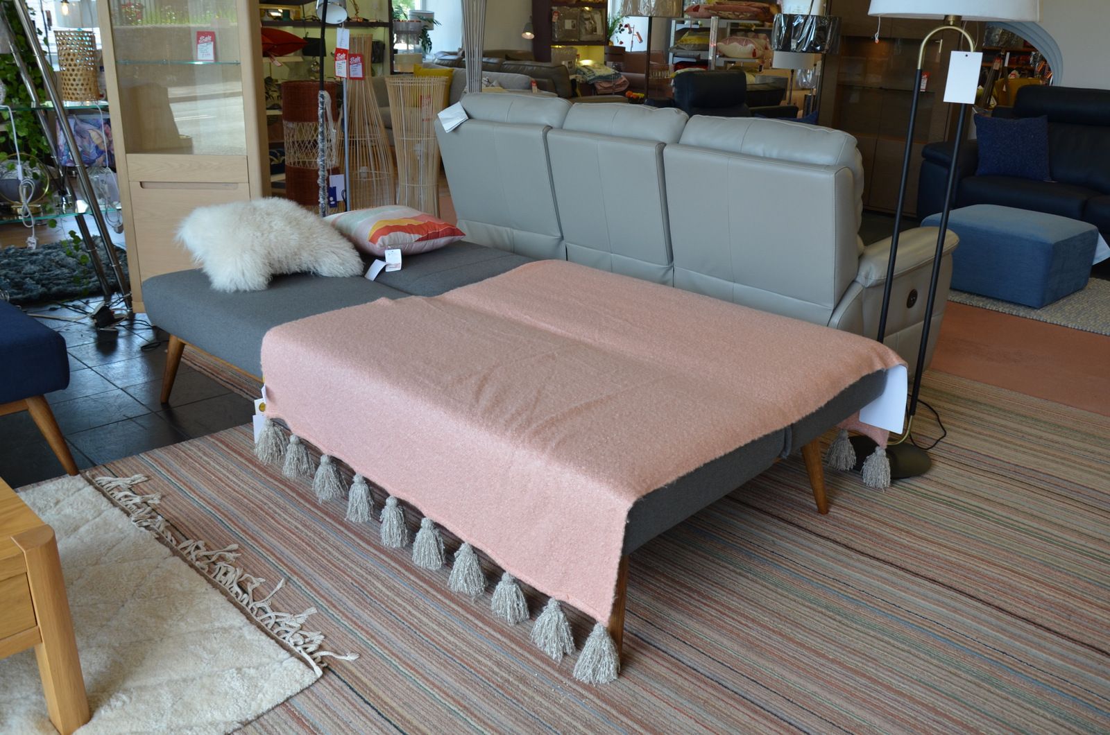 ClickClack Large Sofa Bed in Grey Fabric Scandinavian Style