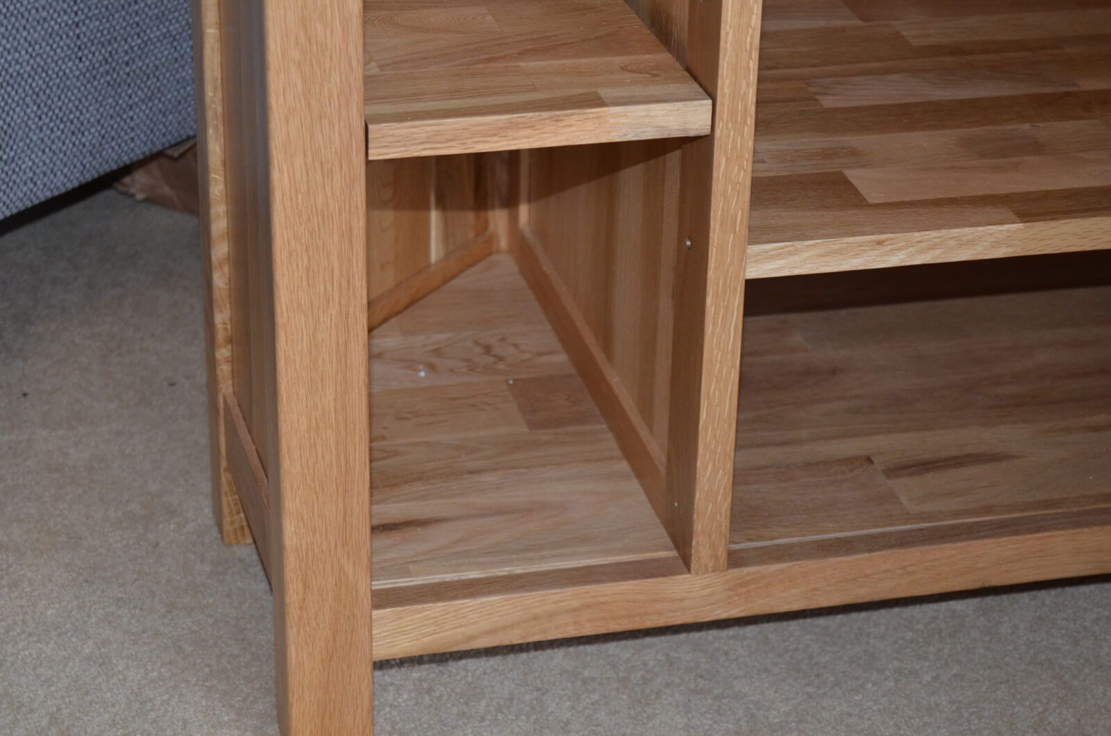 Corner TV Unit with Media and Digibox Storage Open Shelves Television Stand