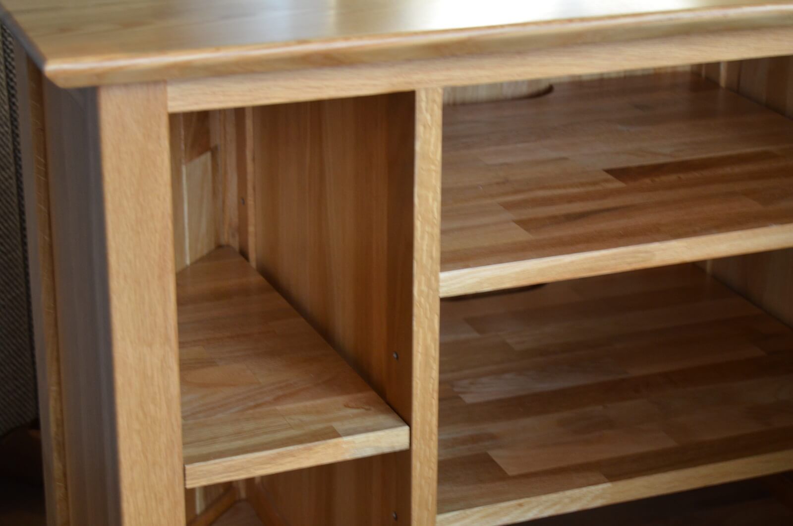 Corner TV Unit with Media and Digibox Storage Open Shelves Television Stand