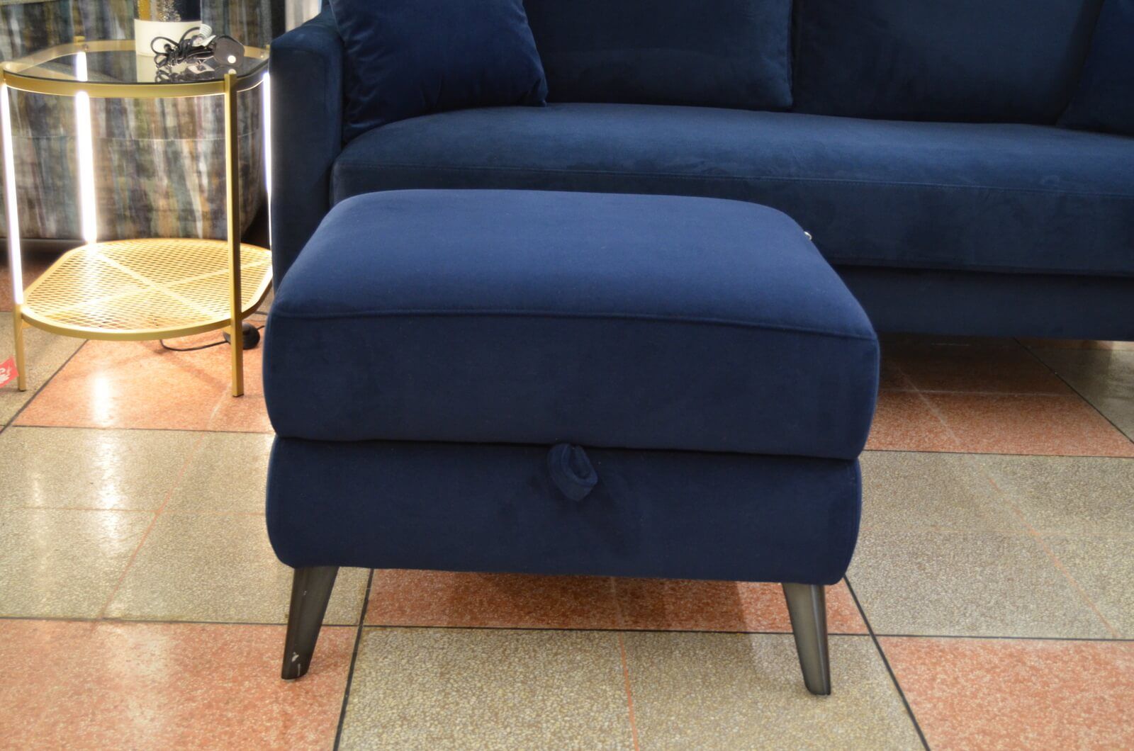 Logan Blue Velvet Storage Footstool