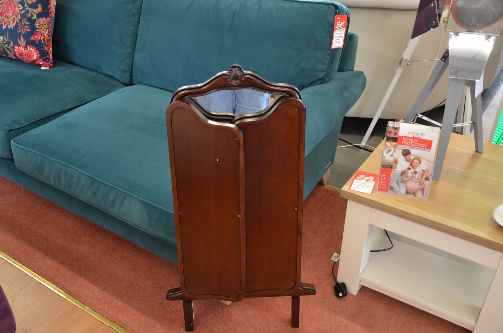 Dark wood top dressing table mirror