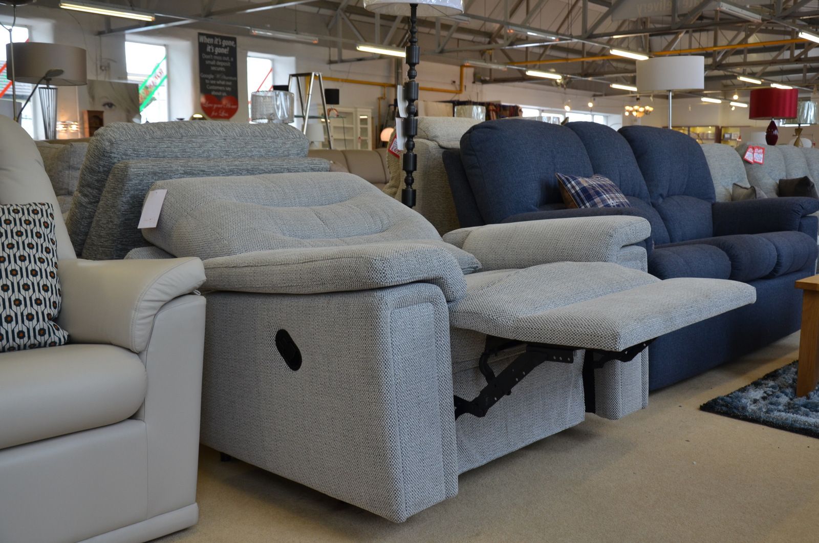 prototype snuggler chair with manual recliner and bolster cushion