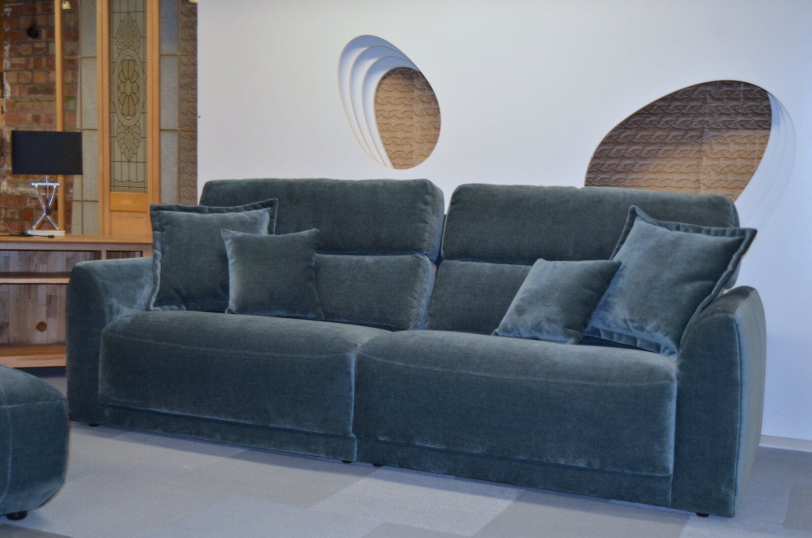 GRETNA Large 4 Seater Sofa in Manolo Hydro Blue Velvet