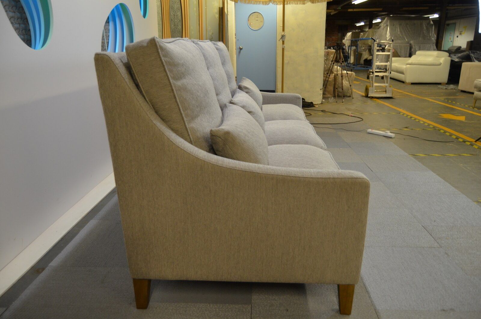 Iggy High Back 4 Seater Sofa in Shell Heathland Weave Fabric