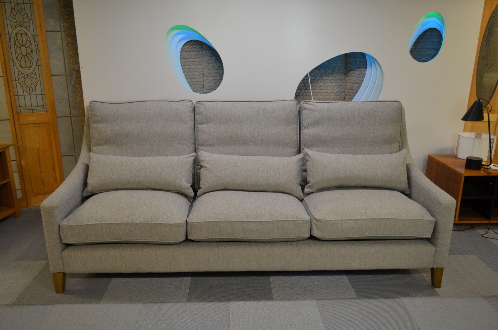 sofa Iggy High Back 4 Seater Sofa in Shell Heathland Weave Fabric