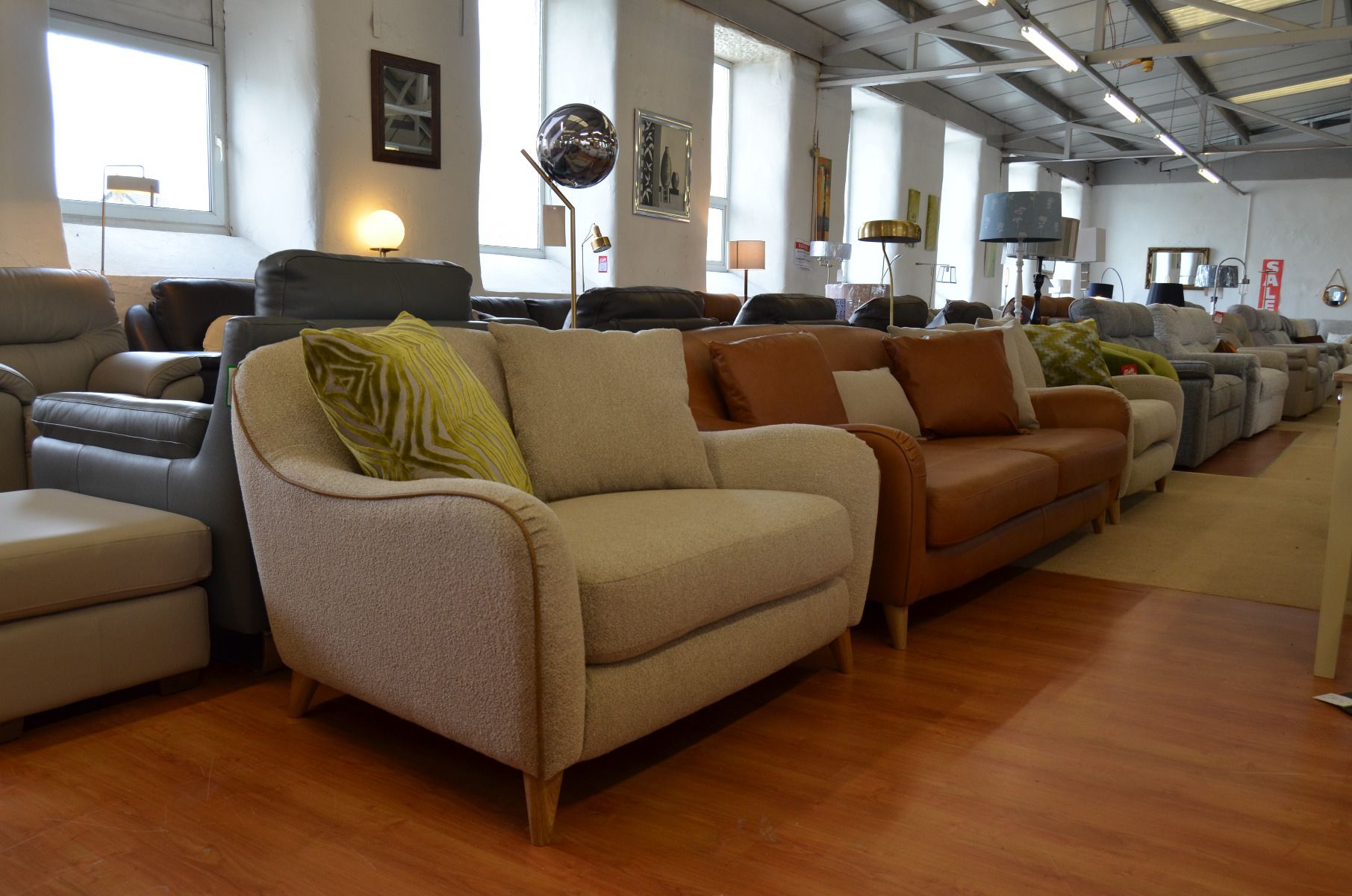 Leather sofa and chairs on shop sale