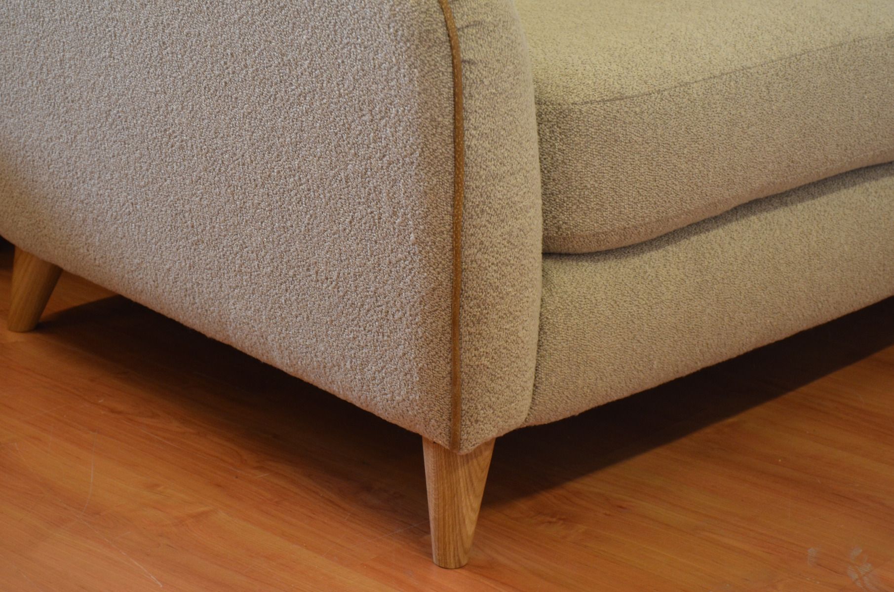 Lazy Three Piece Suite in Tan Leather and Boucl Fabric Large 3