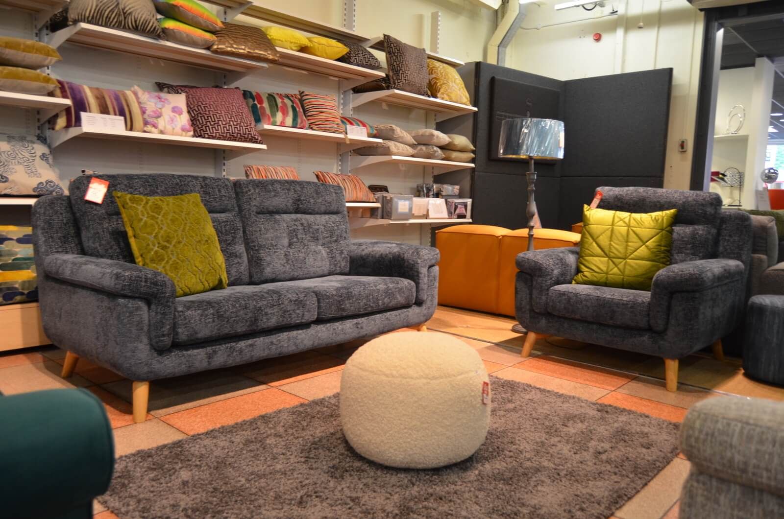 Lostock Large Sofa and Armchair Set in Midnight Blue Hopsack Chenille Fabric
