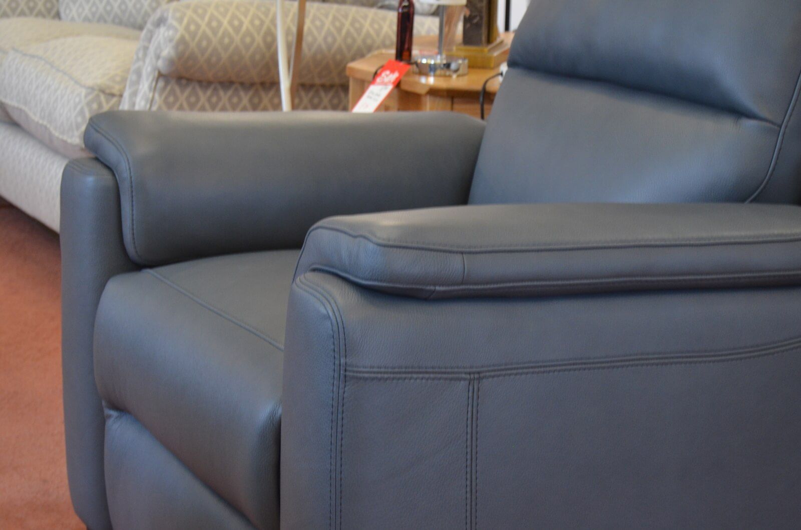 Blue leather armchair deals